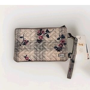 Lug Wallet Wristlet Women's Gray and Light Pink Plaid Peekaboo Wristlet NWT